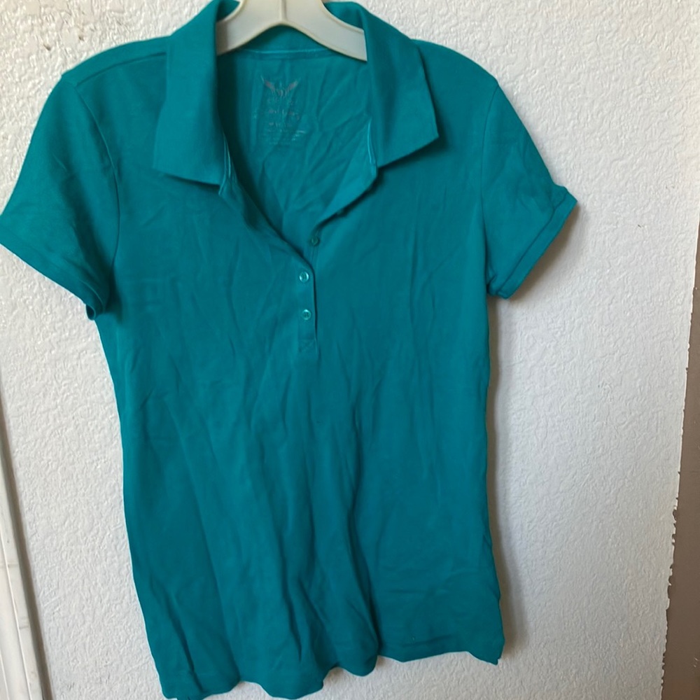 FINAL MARKDOWN Faded Glory Women's Teal Polo Shirt